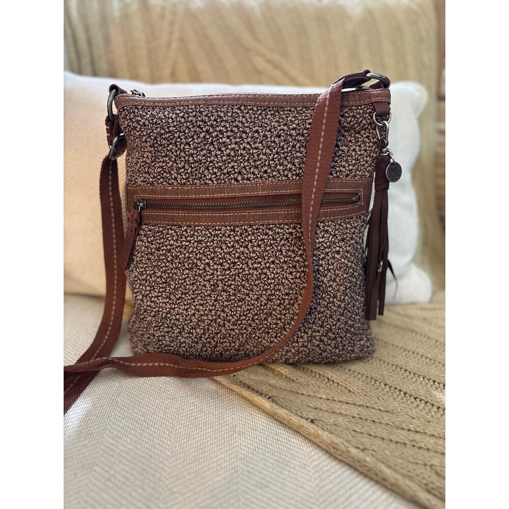 The Sak Lucia Crochet Crossbody Bag Brown/Tan Boho Knit
